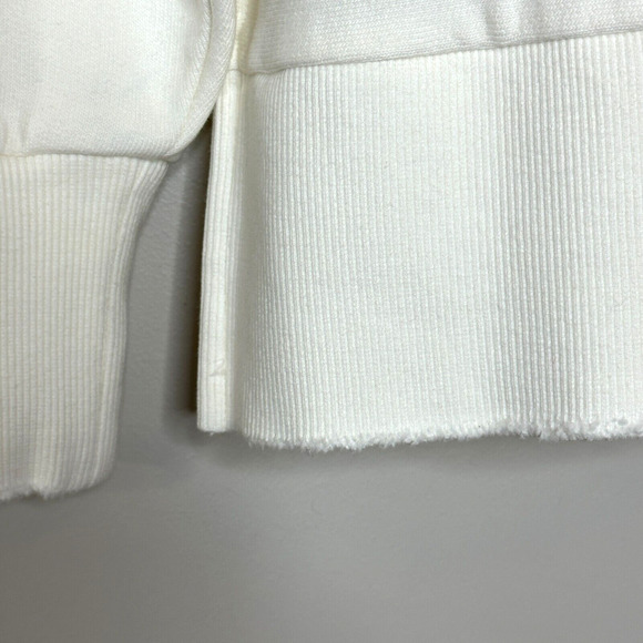 Sandrine Rose L'Artiste Pullover Distressed Hoodie Sweatshirt Cream Women S NWT - Picture 8 of 11